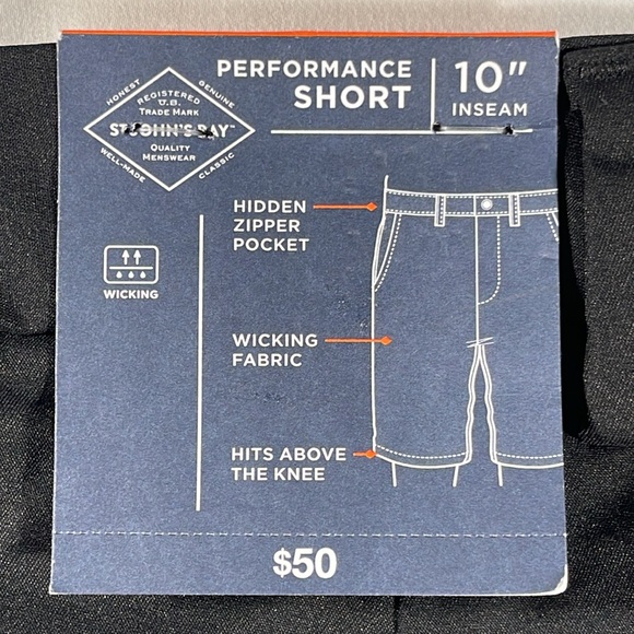 St. John's Bay mens black Performance short polyester 9" inseam shorts - size 44 - Picture 5 of 12